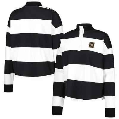 Women's Antigua White LAFC Radical Rugby Stripe Long Sleeve T-Shirt