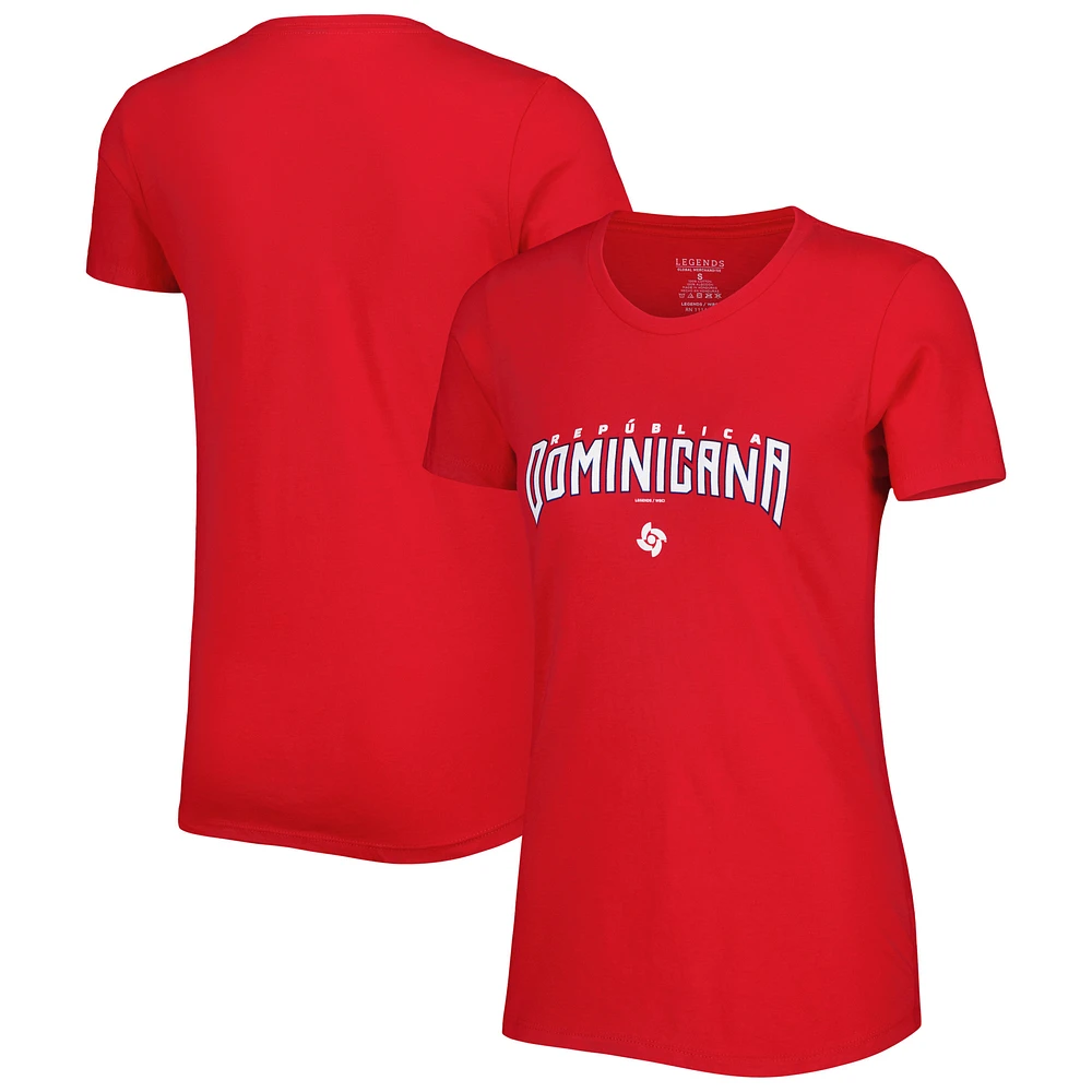 Women's LEGENDS Red Dominican Republic Baseball 2023 World Classic Country T-Shirt