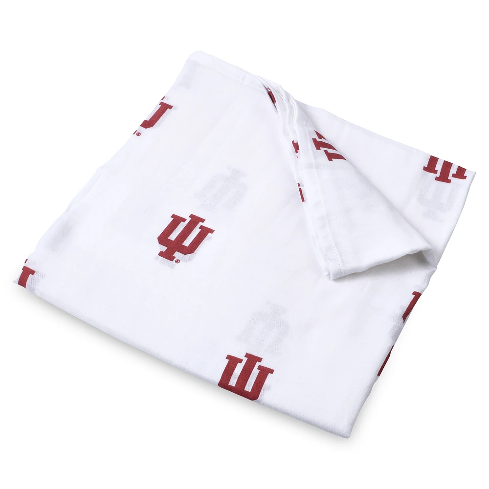 Infant Three Little Anchors White Indiana Hoosiers 47'' x 47'' Muslin Swaddle Blanket