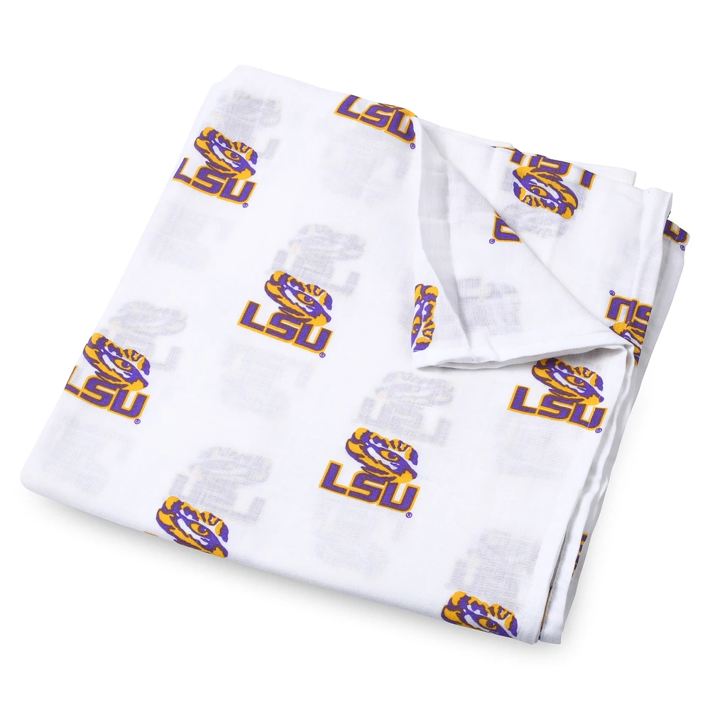 Infant Three Little Anchors White LSU Tigers 47'' x 47'' Muslin Swaddle Blanket