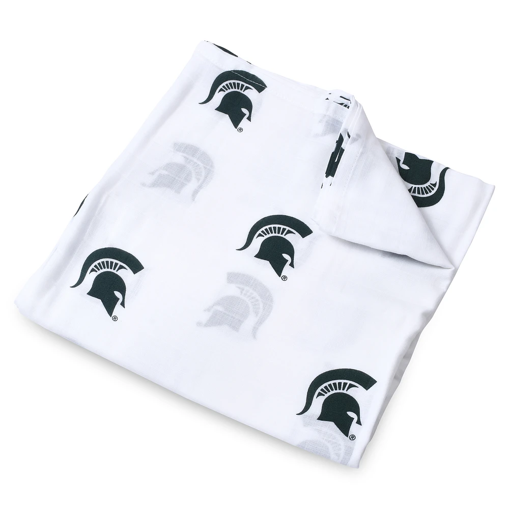 Infant Three Little Anchors White Michigan State Spartans 47'' x 47'' Muslin Swaddle Blanket