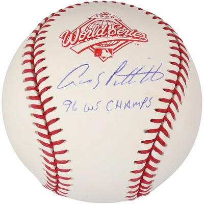 Andy Pettitte New York Yankees Autographed 1996 World Series Logo Baseball with "96 WS Champs" Inscription