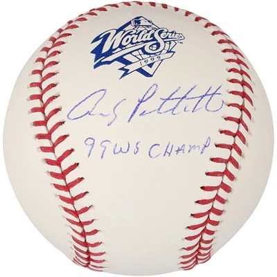Andy Pettitte New York Yankees Autographed 1999 World Series Logo Baseball with "99 WS Champs" Inscription