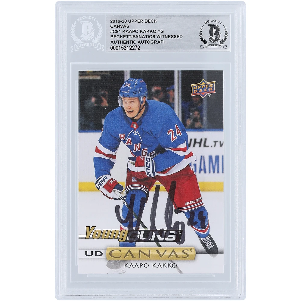 Kaapo Kakko New York Rangers Autographed 2019-20 Upper Deck Series 1 Young Guns Canvas #C91 Beckett Fanatics Witnessed Authenticated Rookie Card
