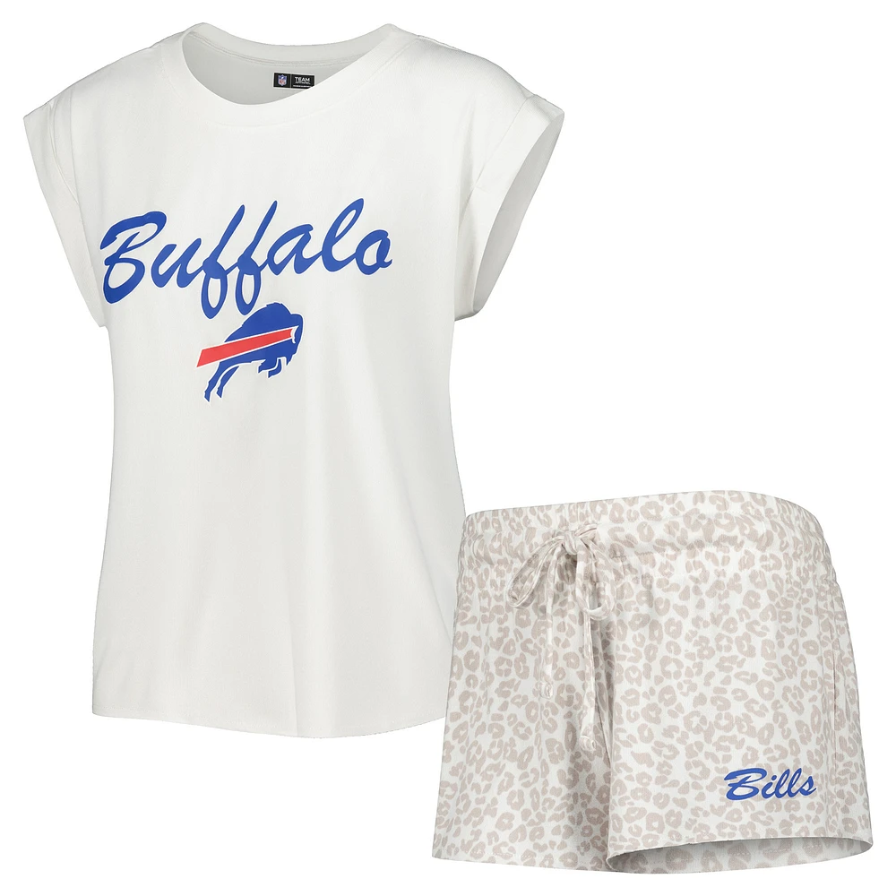 Women's Concepts Sport White/Cream Buffalo Bills Montana Knit Top & Shorts Sleep Set