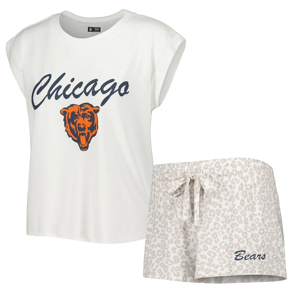 Women's Concepts Sport White/Cream Chicago Bears Montana Knit Top & Shorts Sleep Set