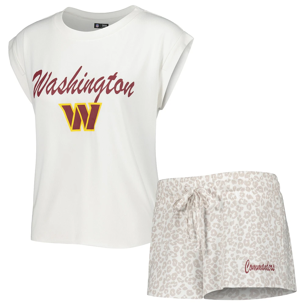 Women's Concepts Sport White/Cream Washington Commanders Montana Knit Top & Shorts Sleep Set