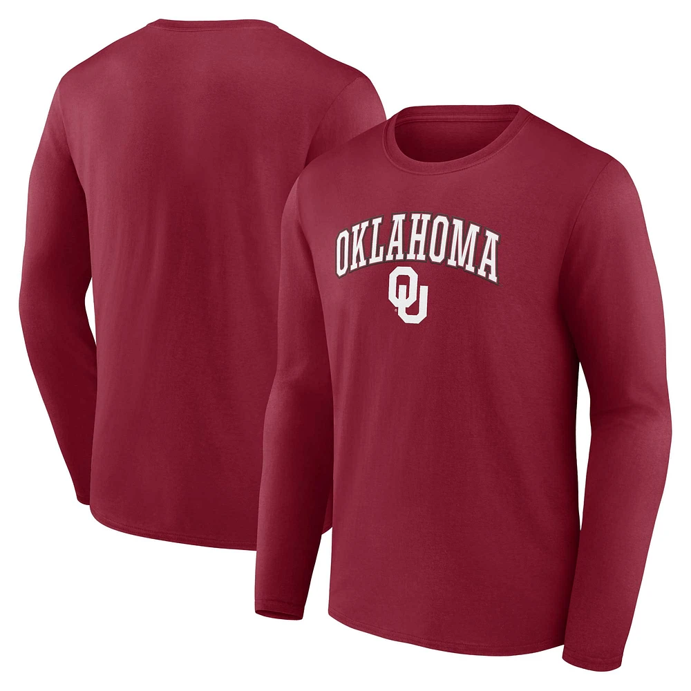 Men's Fanatics Crimson Oklahoma Sooners Campus Long Sleeve T-Shirt
