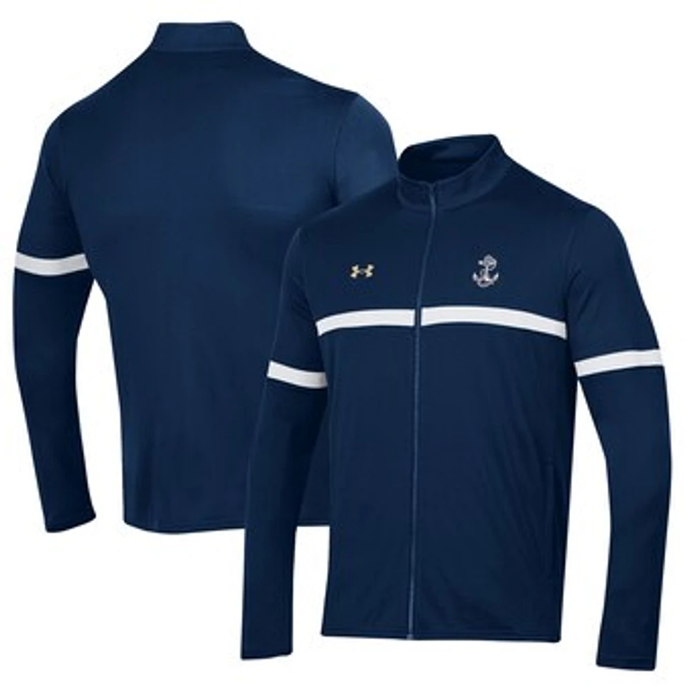Men's Under Armour Navy Midshipmen 2023 Assist Warm Up Full-Zip Jacket