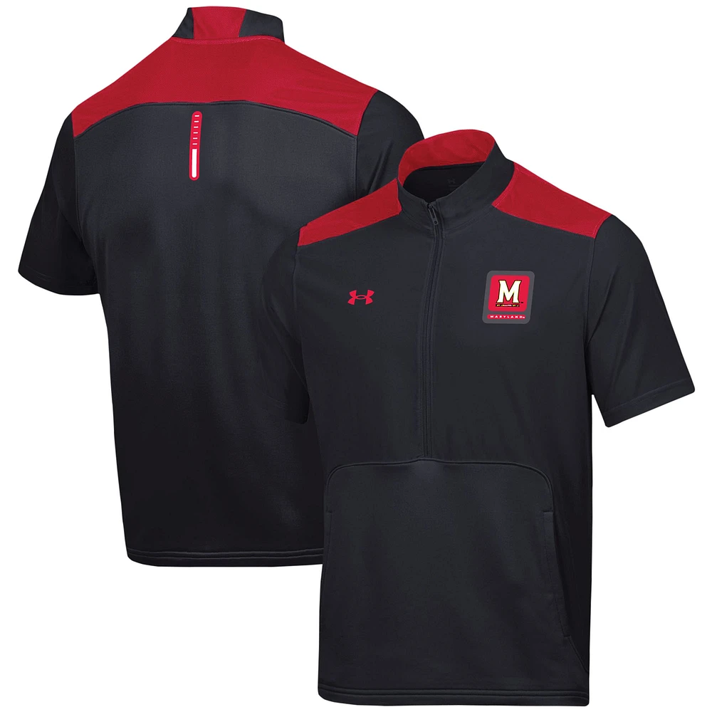 Men's Under Armour Black Maryland Terrapins Motivate Half-Zip Jacket
