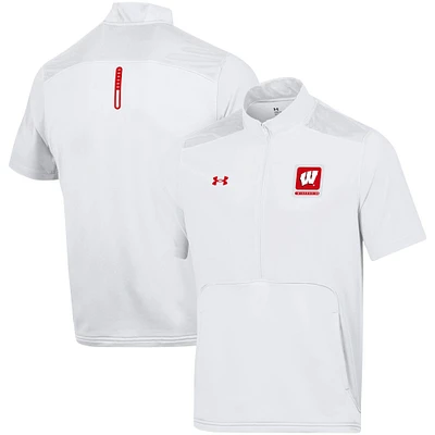 Men's Under Armour White Wisconsin Badgers Motivate Half-Zip Jacket