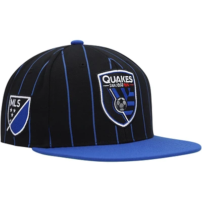 Men's Mitchell & Ness Black San Jose Earthquakes Team Pin Snapback Hat