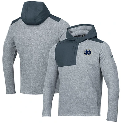 Men's Under Armour Gray Notre Dame Fighting Irish Survivor Fleece Hoodie Quarter-Zip Jacket