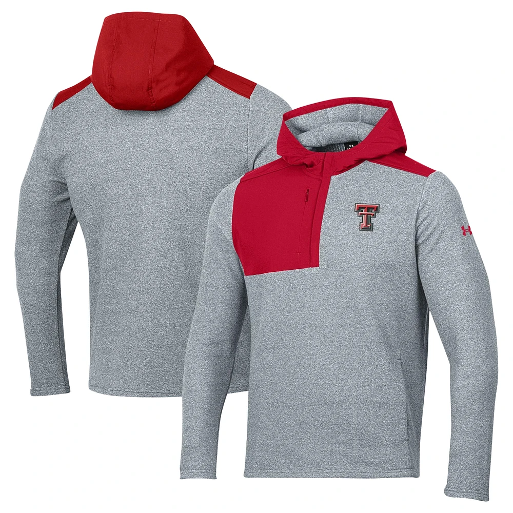 Men's Under Armour Gray Texas Tech Red Raiders Survivor Fleece Hoodie Quarter-Zip Jacket