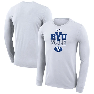 Nike White BYU Cougars 2023 On Court Bench Long Sleeve T-Shirt