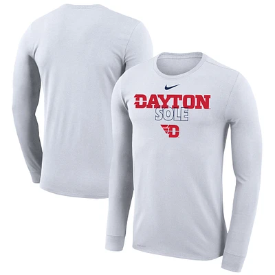 Nike White Dayton Flyers 2023 On Court Bench Long Sleeve T-Shirt