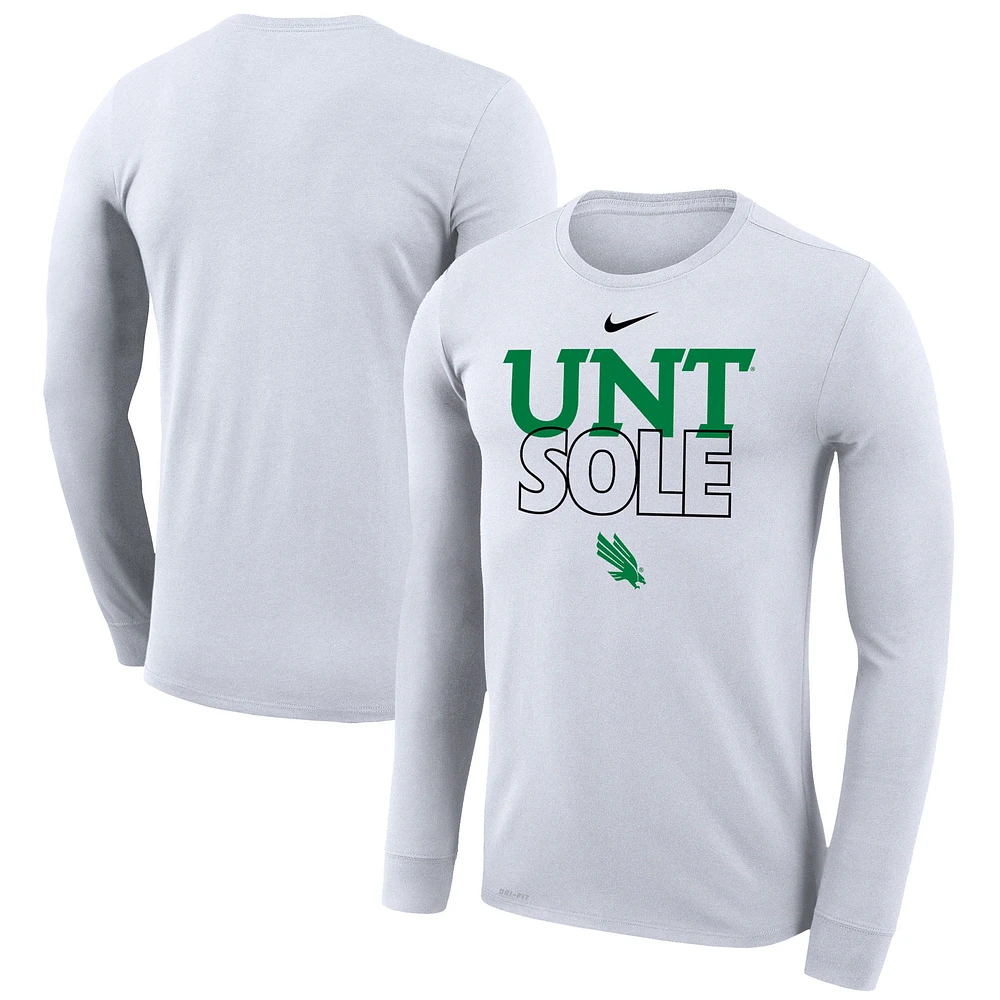Nike White North Texas Mean Green 2023 On Court Bench Long Sleeve T-Shirt