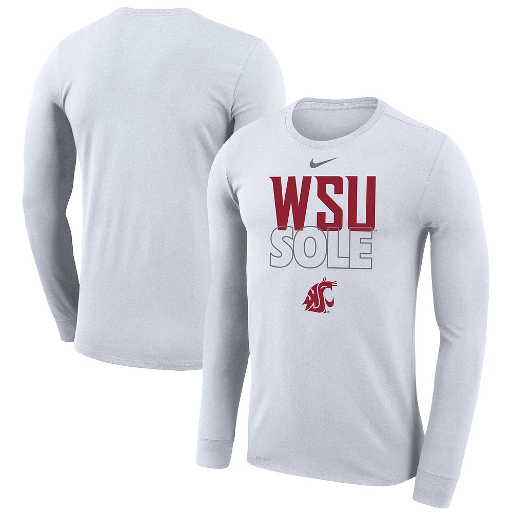 Nike White Washington State Cougars 2023 On Court Bench Long Sleeve T-Shirt