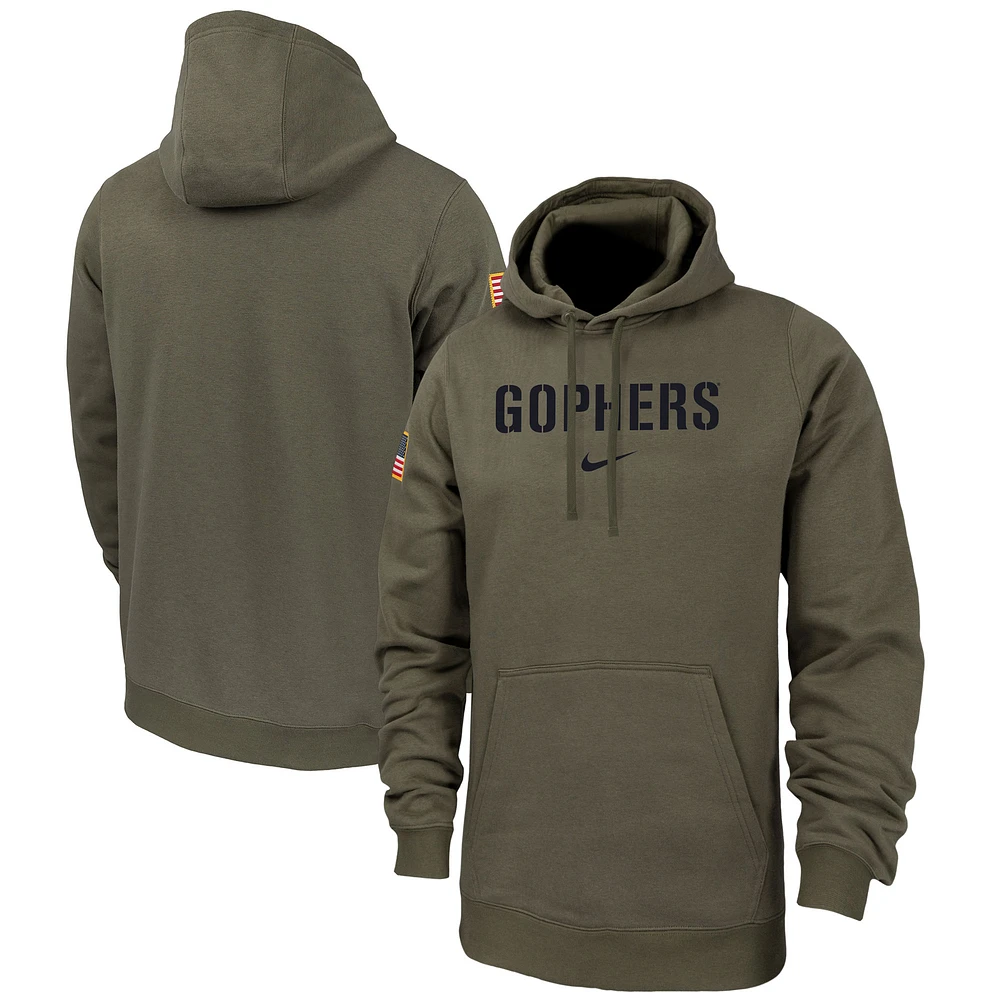 Men's Nike Olive Minnesota Golden Gophers Military Pack Club Fleece Pullover Hoodie