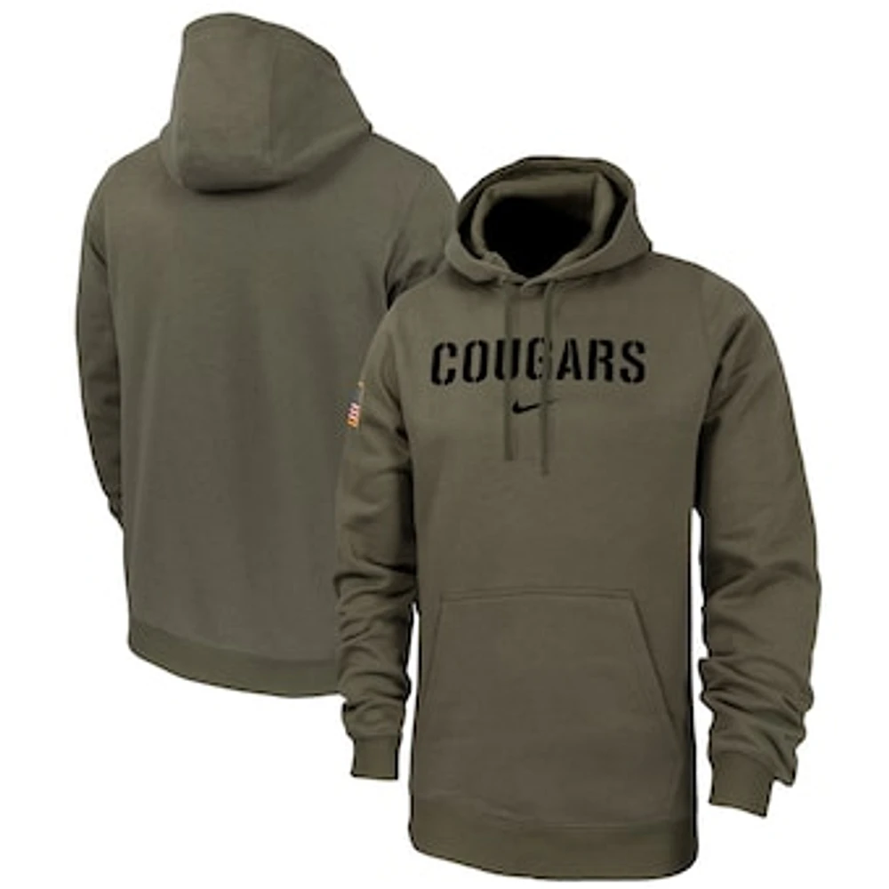 Men's Nike Olive Washington State Cougars Military Pack Club Fleece Pullover Hoodie