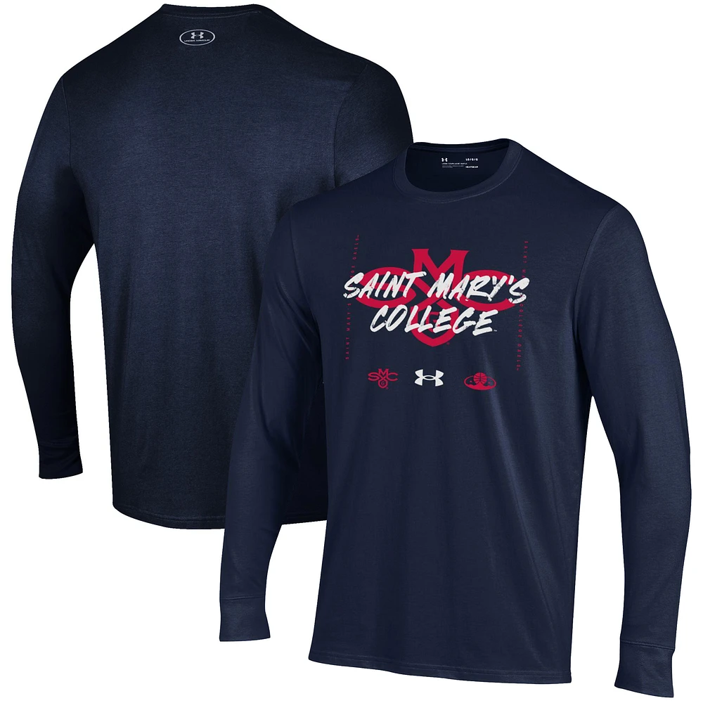 Youth Under Armour Navy Saint Mary's Gaels 2023 On Court Bench Unity Long Sleeve T-Shirt