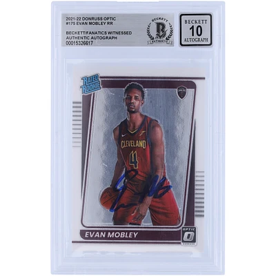 Evan Mobley Cleveland Cavaliers Autographed 2021-22 Panini Donruss Optic Rated Rookie #175 Beckett Fanatics Witnessed Authenticated 10 Rookie Card