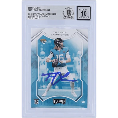 Trevor Lawrence Jacksonville Jaguars Autographed 2021 Panini Playoff #201 Beckett Fanatics Witnessed Authenticated 10 Rookie Card