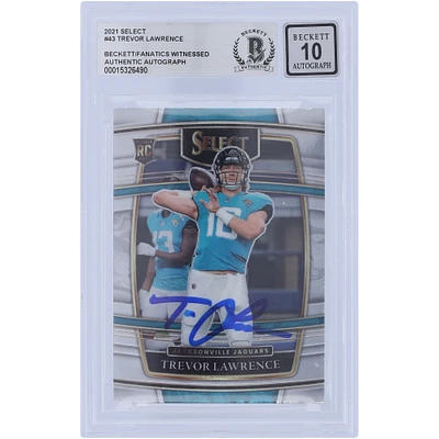 Trevor Lawrence Jacksonville Jaguars Autographed 2021 Panini Select Concourse #43 Beckett Fanatics Witnessed Authenticated 10 Rookie Card