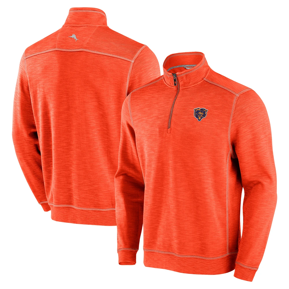 Men's Tommy Bahama Orange Chicago Bears Tobago Bay Tri-Blend Half-Zip Sweatshirt