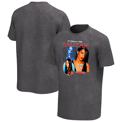 Men's Black Aaliyah Collage Washed Graphic T-Shirt