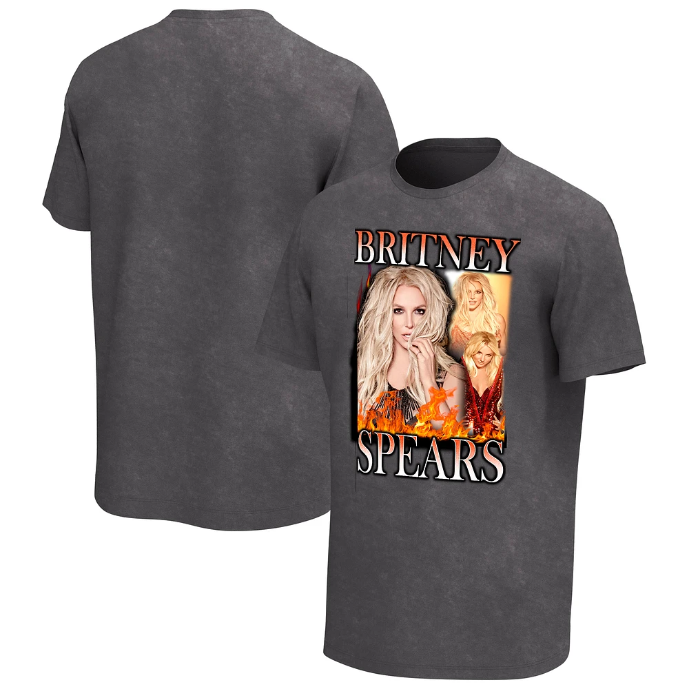 Men's Black Britney Spears Fire Washed Graphic T-Shirt