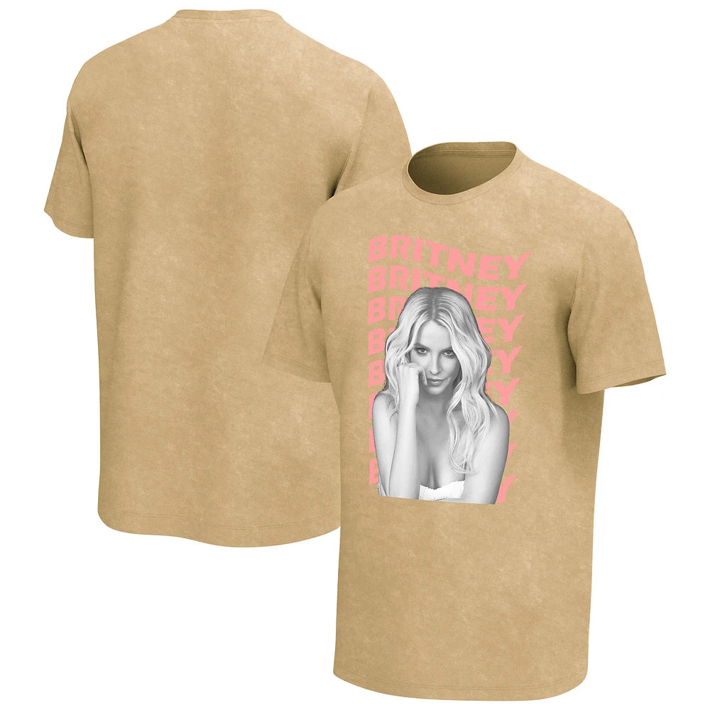 Men's Tan Britney Spears Repeated Washed Graphic T-Shirt