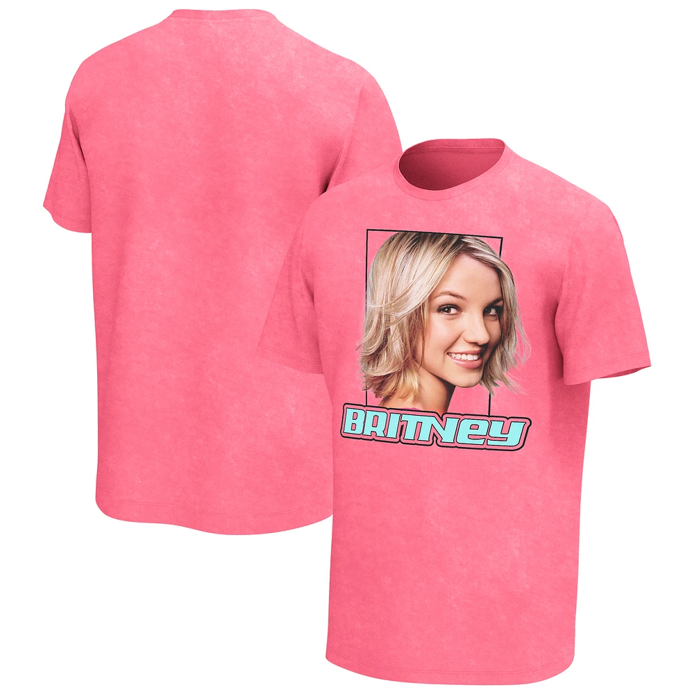 Men's Pink Britney Spears Smile Washed Graphic T-Shirt