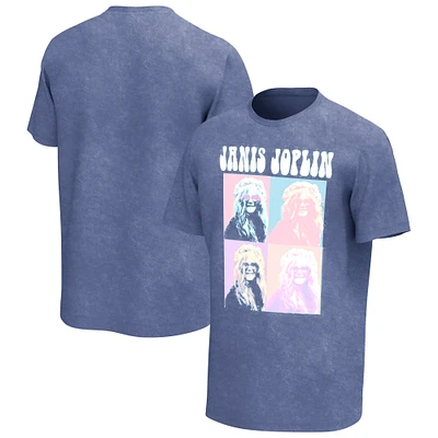 Men's Blue Janis Joplin Squares Washed Graphic T-Shirt