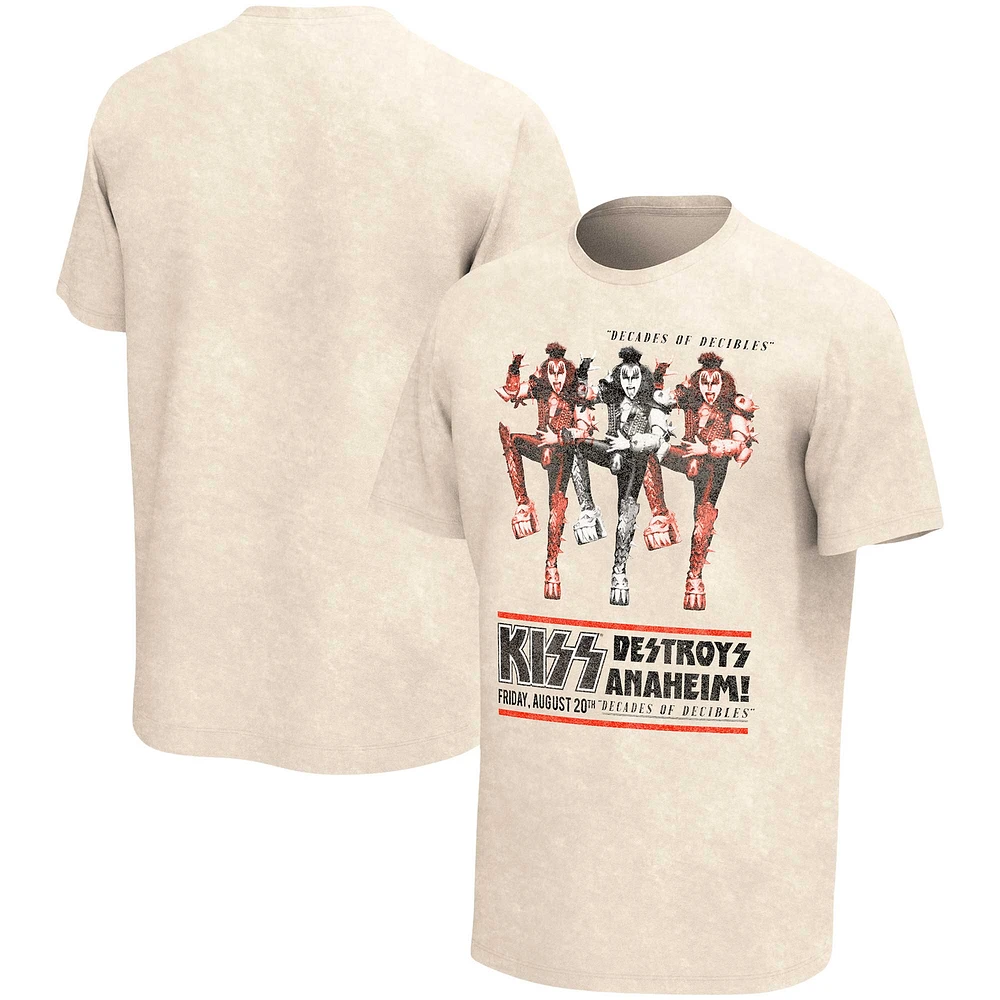 Men's Tan KISS Destroys Anaheim! Washed Graphic T-Shirt