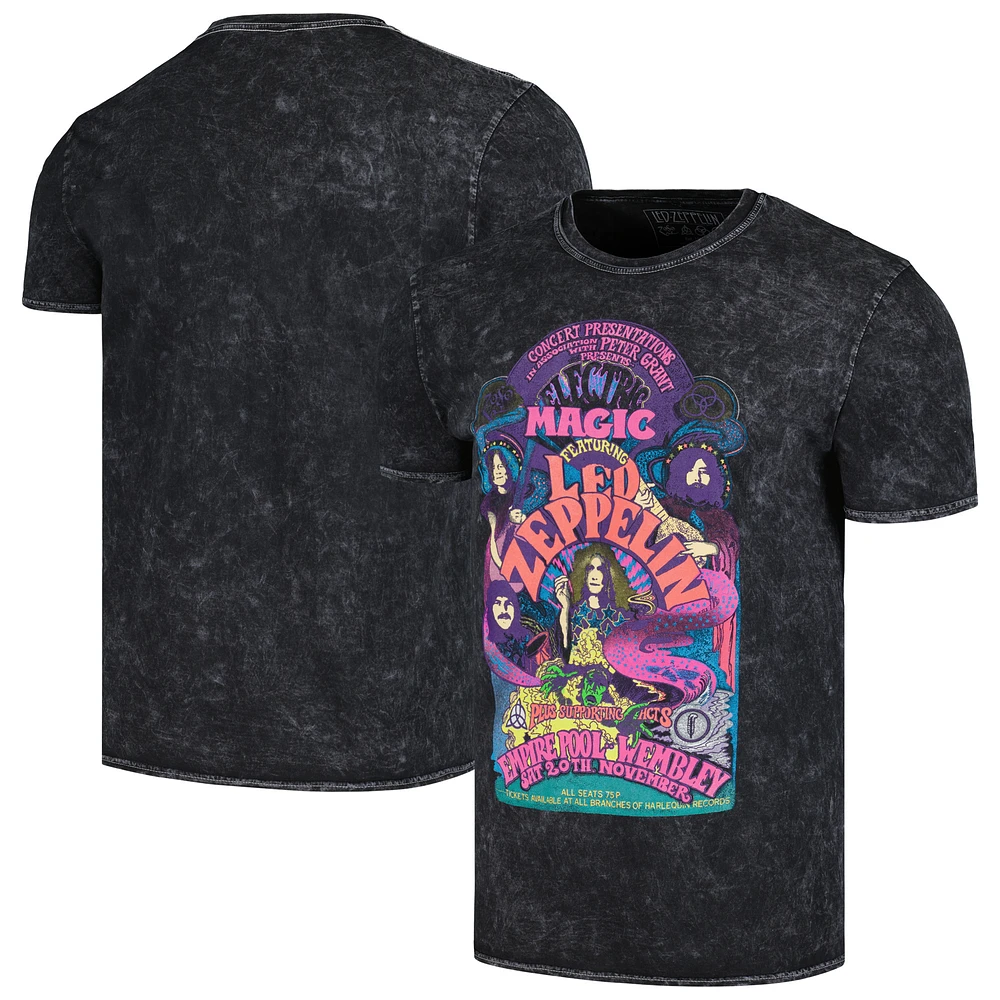 Men's Black Led Zeppelin Electric Magic Washed Graphic T-Shirt