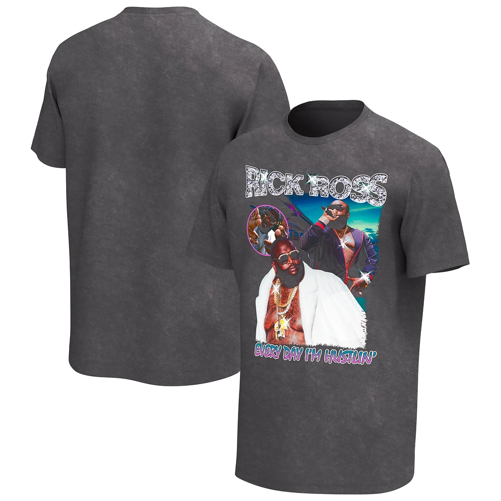 Men's Charcoal Rick Ross Collage Washed Graphic T-Shirt