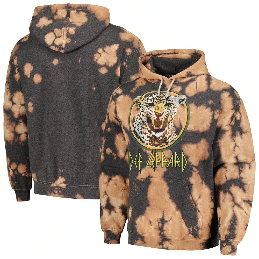 Men's White Def Leppard Leopard Washed Pullover Hoodie