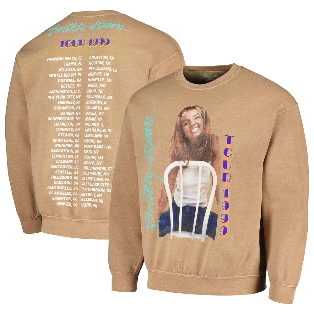 Men's Tan Britney Spears Tour Washed Pullover Sweatshirt