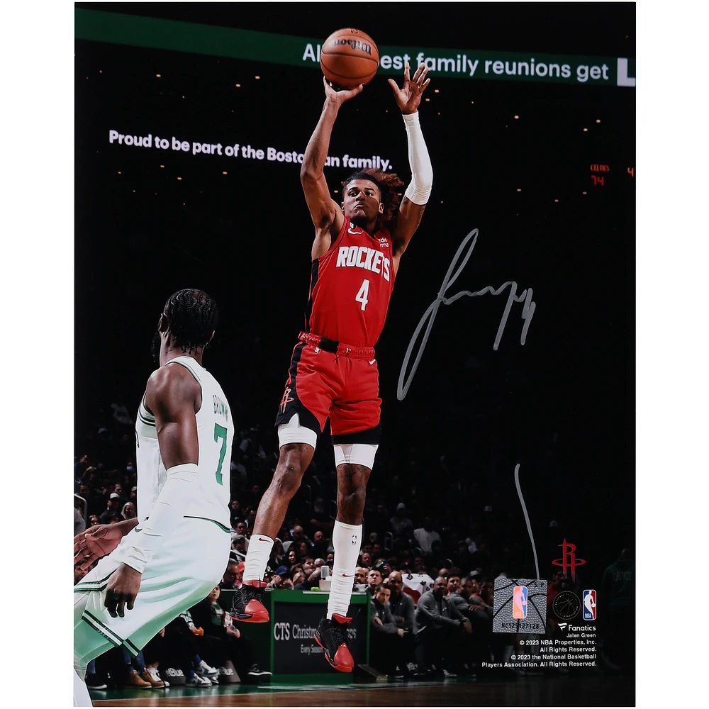 Jalen Green Houston Rockets Autographed 8" x 10" Shooting vs. Boston Celtics Photograph