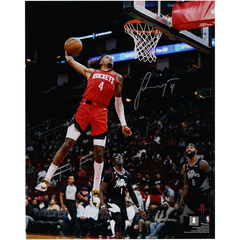 Jalen Green Houston Rockets Autographed 16" x 20" Dunk vs. Los Angeles Clippers Photograph