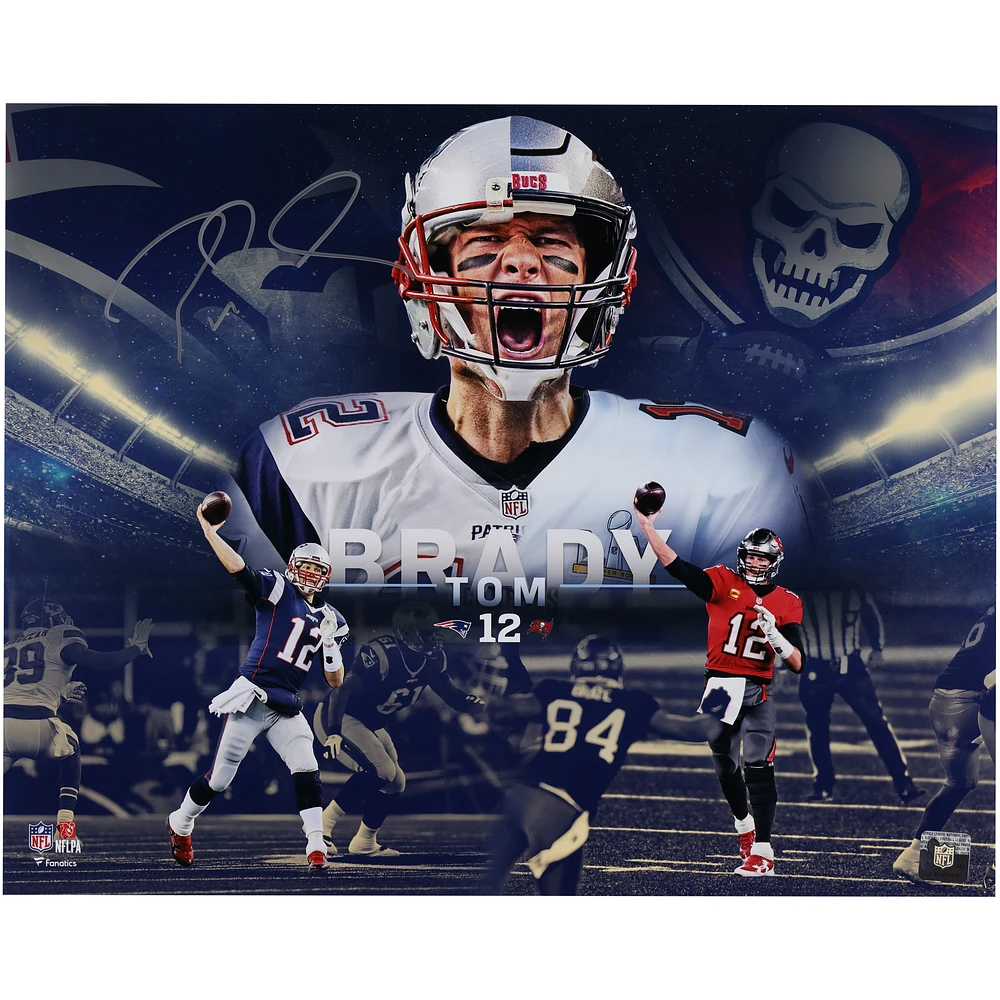 Tom Brady Tampa Bay Buccaneers and New England Patriots Autographed 16" x 20" Retirement Collage Photograph