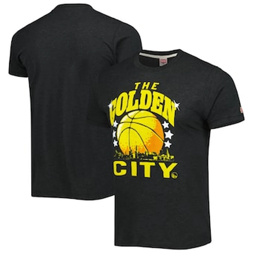 Unisex Homage Charcoal Golden State Warriors Hometown Hyper Local Tri-Blend T-Shirt