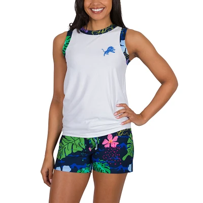 Women's Concepts Sport White Detroit Lions Roamer Knit Tank Top & Shorts Set