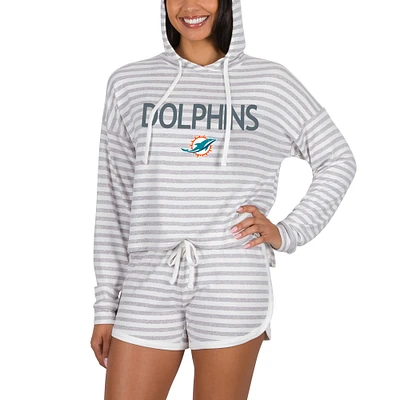 Women's Concepts Sport Cream Miami Dolphins Visibility Long Sleeve Hoodie Top & Shorts Set