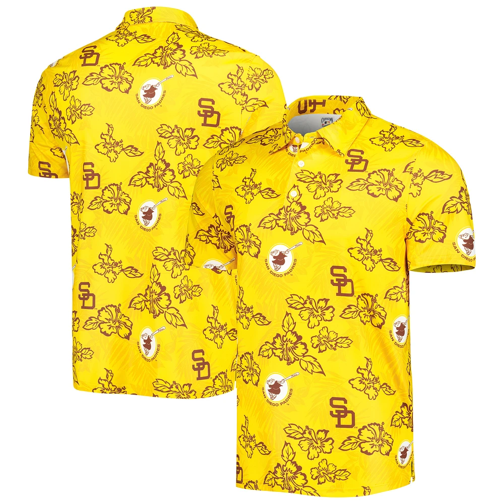 Men's Reyn Spooner Gold San Diego Padres Cooperstown Collection Puamana Print Polo