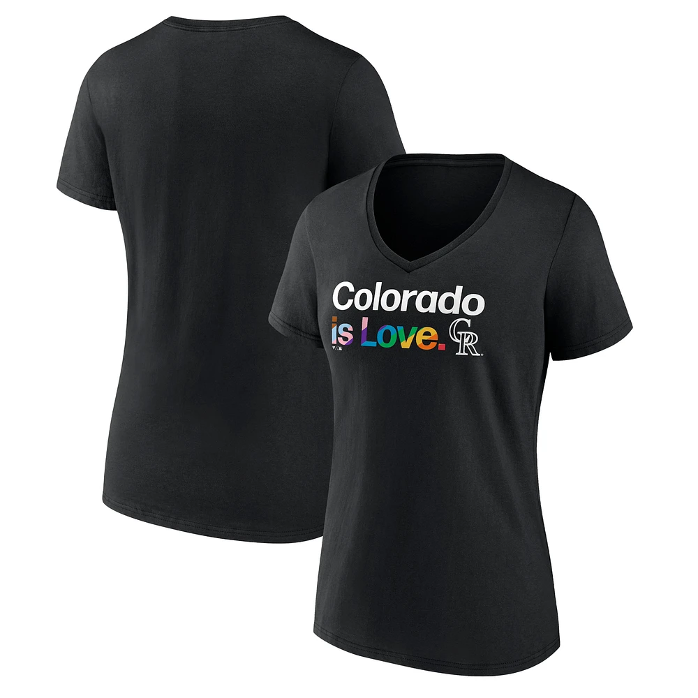 Women's Black Colorado Rockies City Pride V-Neck T-Shirt