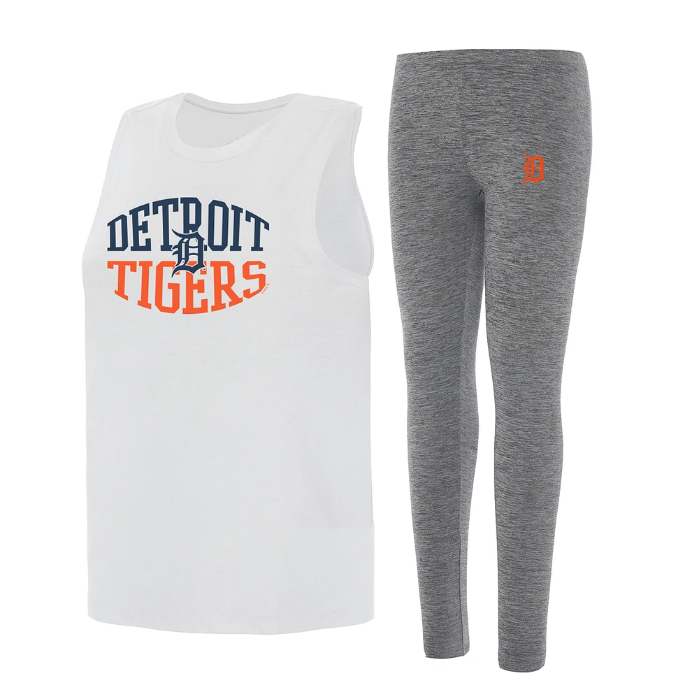 Women's Concepts Sport Charcoal/White Detroit Tigers Contend Tank & Leggings Set