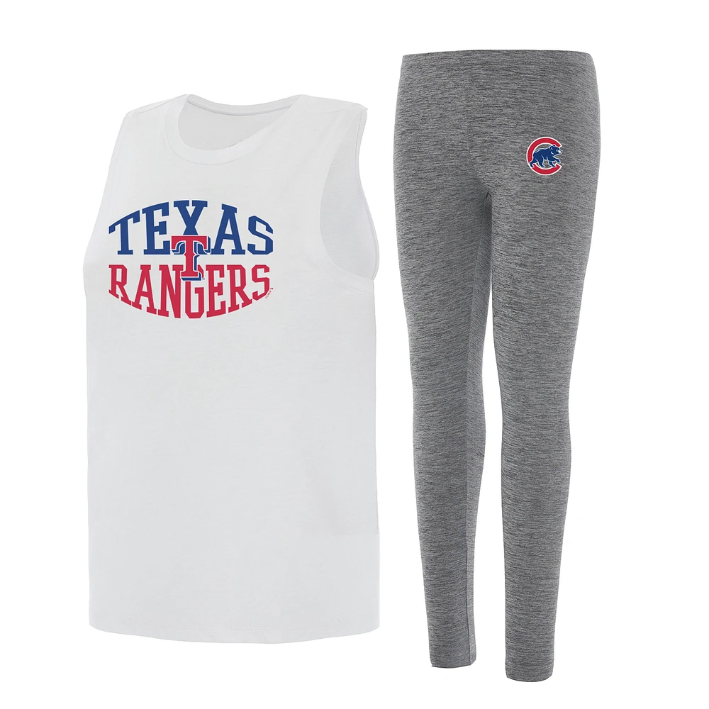 Women's Concepts Sport Charcoal/White Texas Rangers Contend Tank & Leggings Set