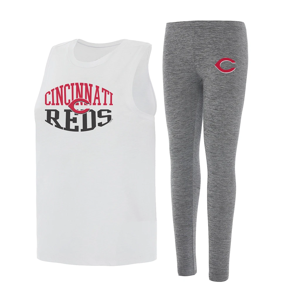 Women's Concepts Sport Charcoal/White Cincinnati Reds Contend Tank & Leggings Set